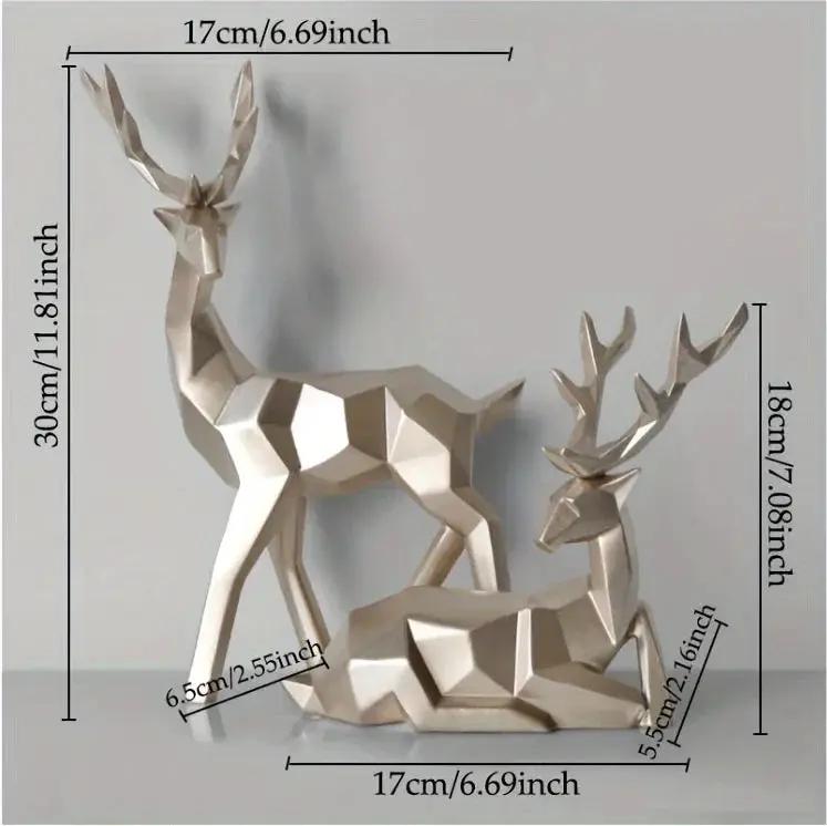 Golden Resin Deer Sculpture with Modern Christmas Decor by House Of Avana