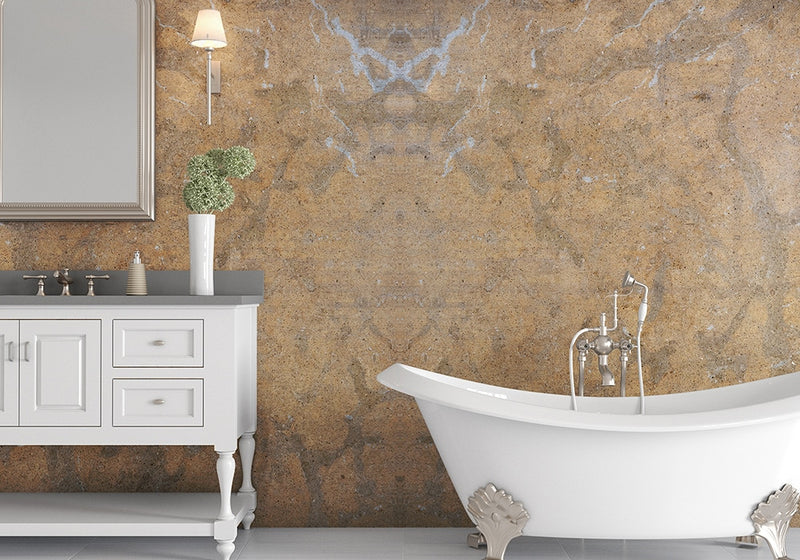 Golden Ruby Honed Limestone Slab Random room scene