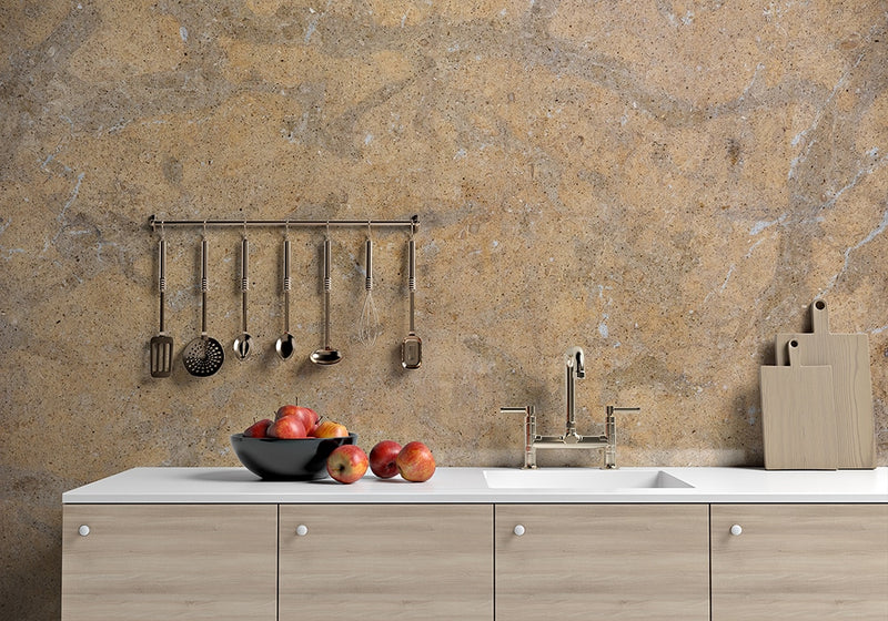 Golden Ruby Honed Limestone Slab Random room scene 2