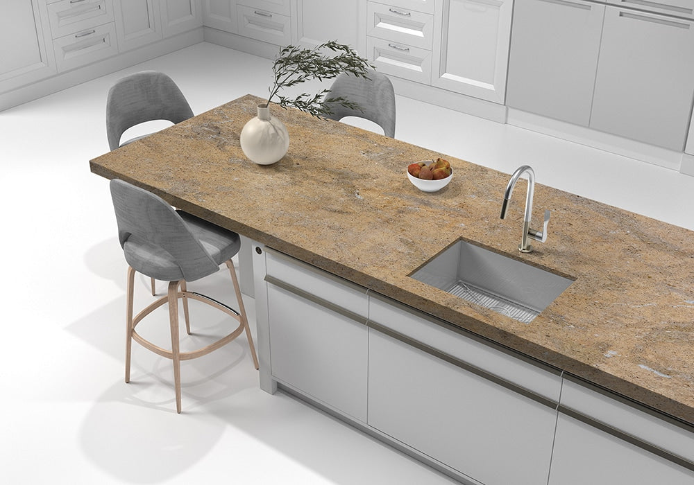 Golden Ruby Honed Limestone Slab Random room scene 4