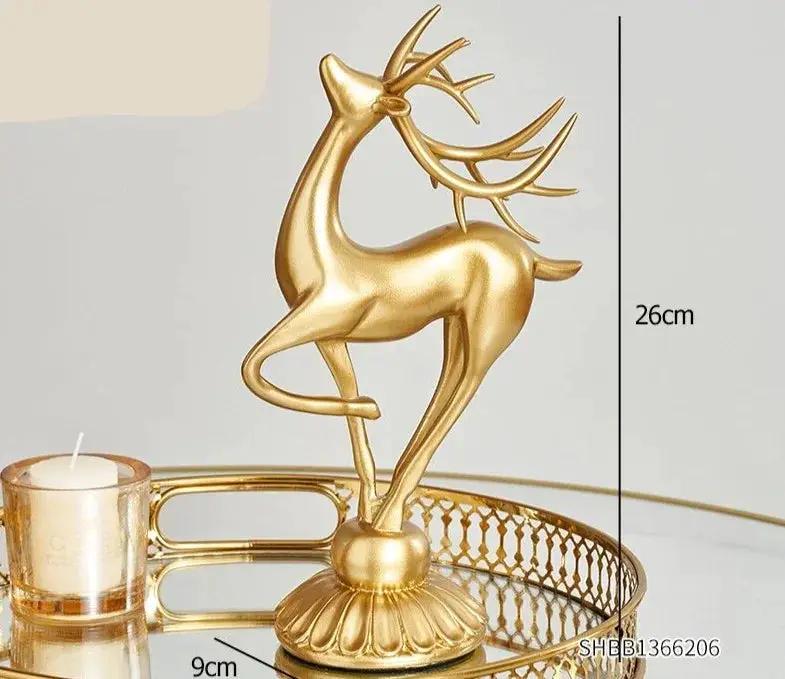 Golden Deer Figurine Set with Crystal Floral Accents by House Of Avana