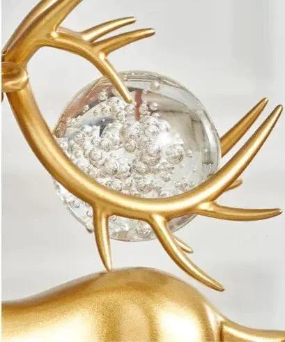 Golden Deer Figurine Set with Crystal Floral Accents by House Of Avana