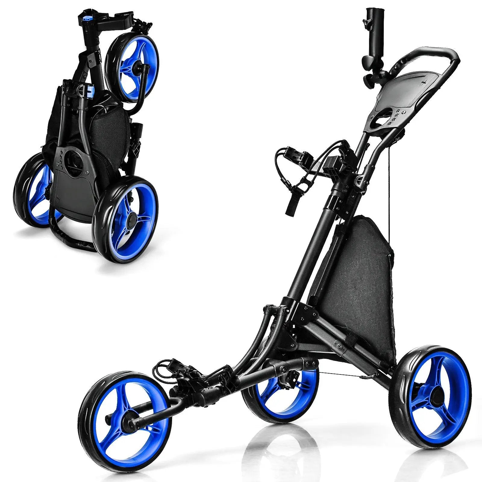 Folding 3 Wheels Golf Push Cart with Bag Scoreboard Adjustable Handle by DirectDeals