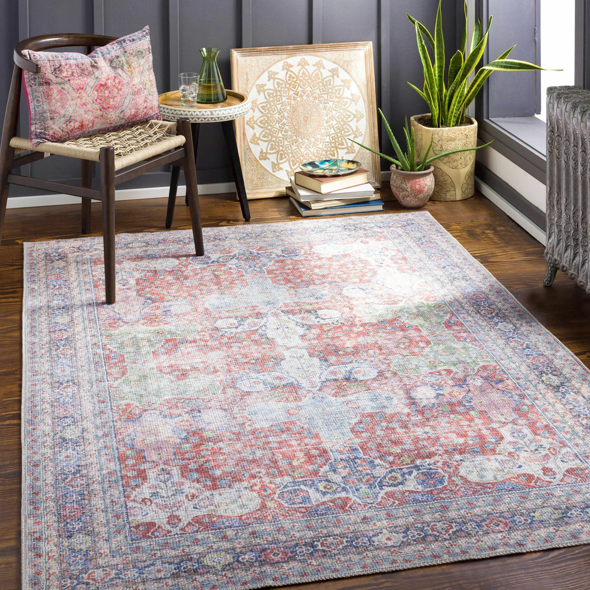 Rust Goma Vintage Area Rug - Clearance, installed in a room 2