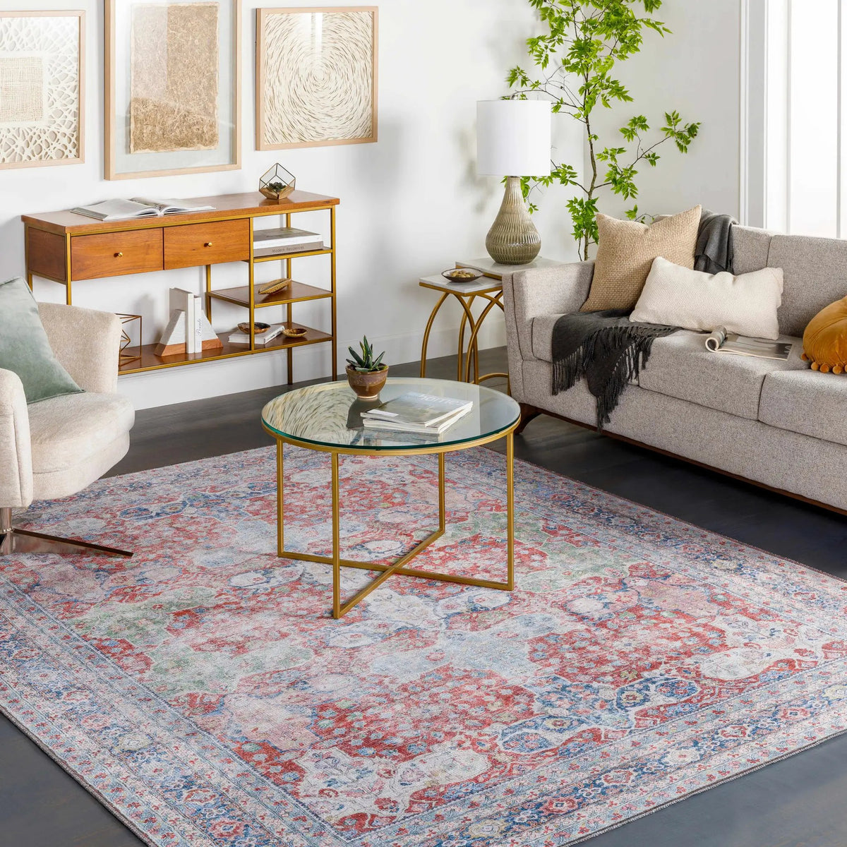 Rust Goma Vintage Area Rug - Clearance, installed in a room