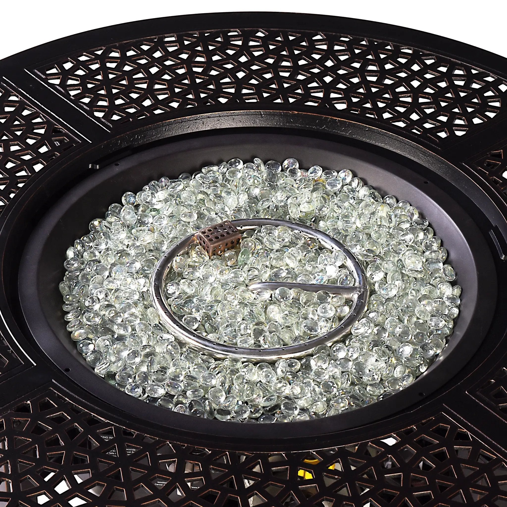 Aluminum 44-in Round Patio Fire Table Set with Swivel Rocking Chairs by Sharicks