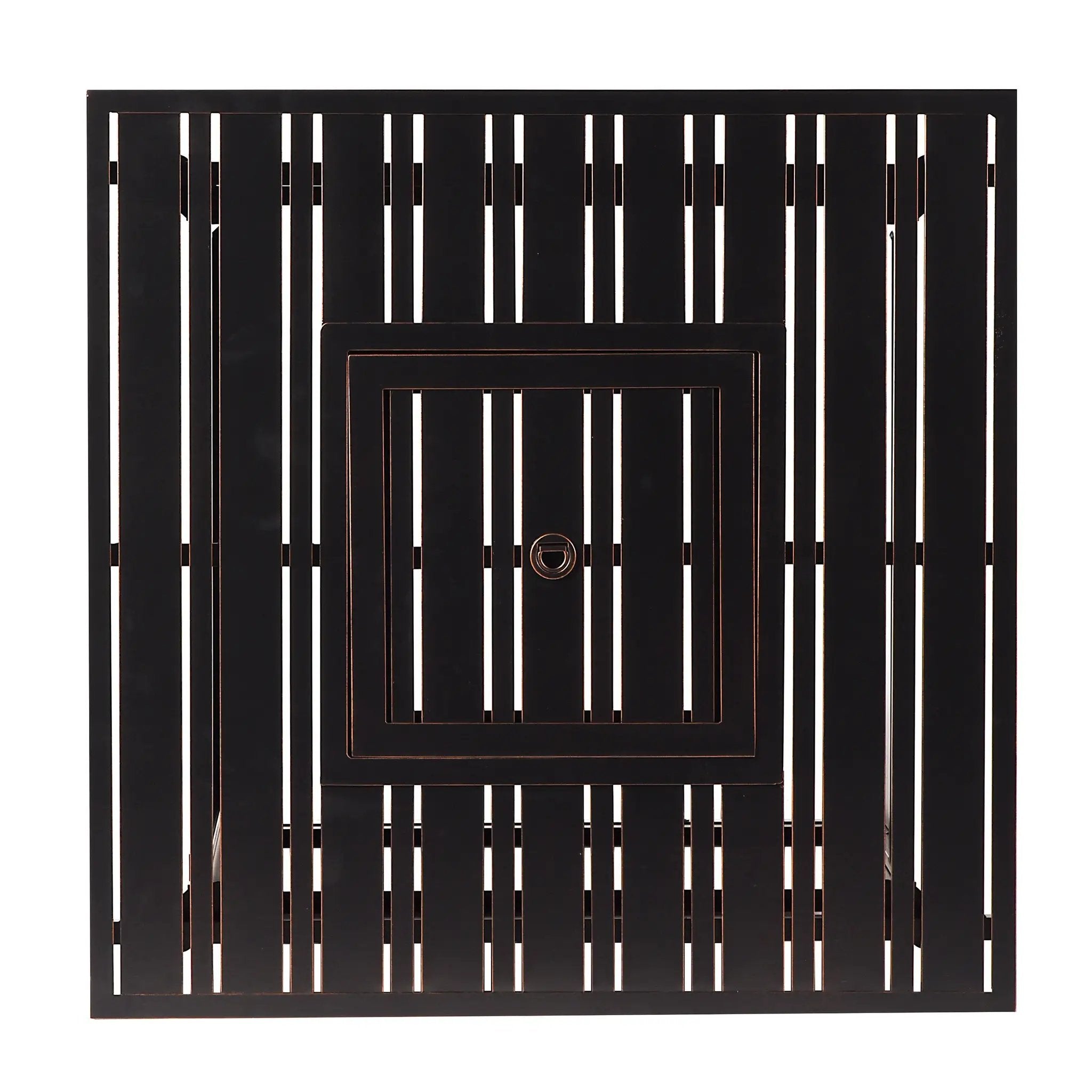 Black Aluminum Fire Table Bistro Set with Two Club Chairs by Sharicks