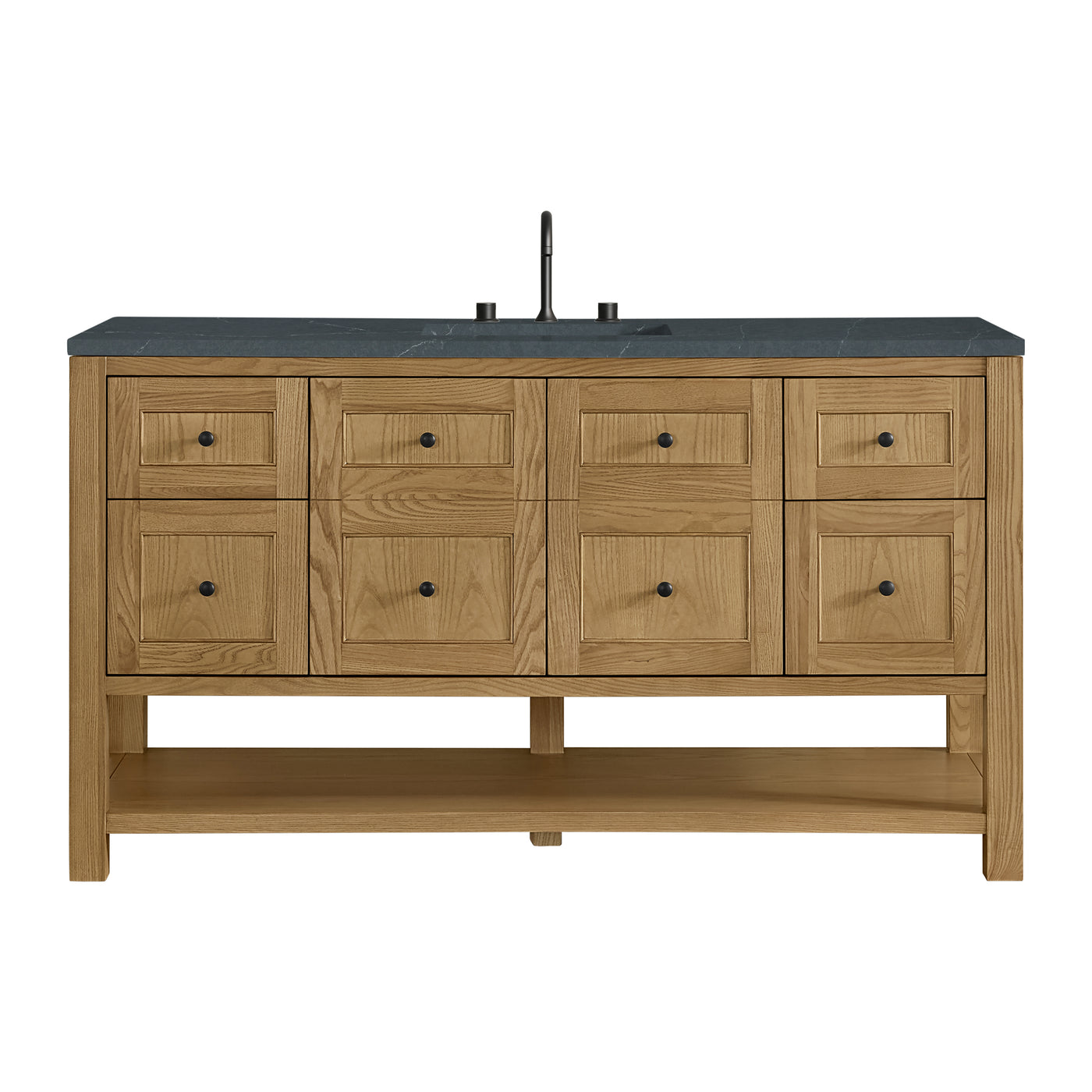 James Martin Breckenridge 60" Single Bathroom Vanity, Light Natural Oak with Charcoal Soapstone countertop