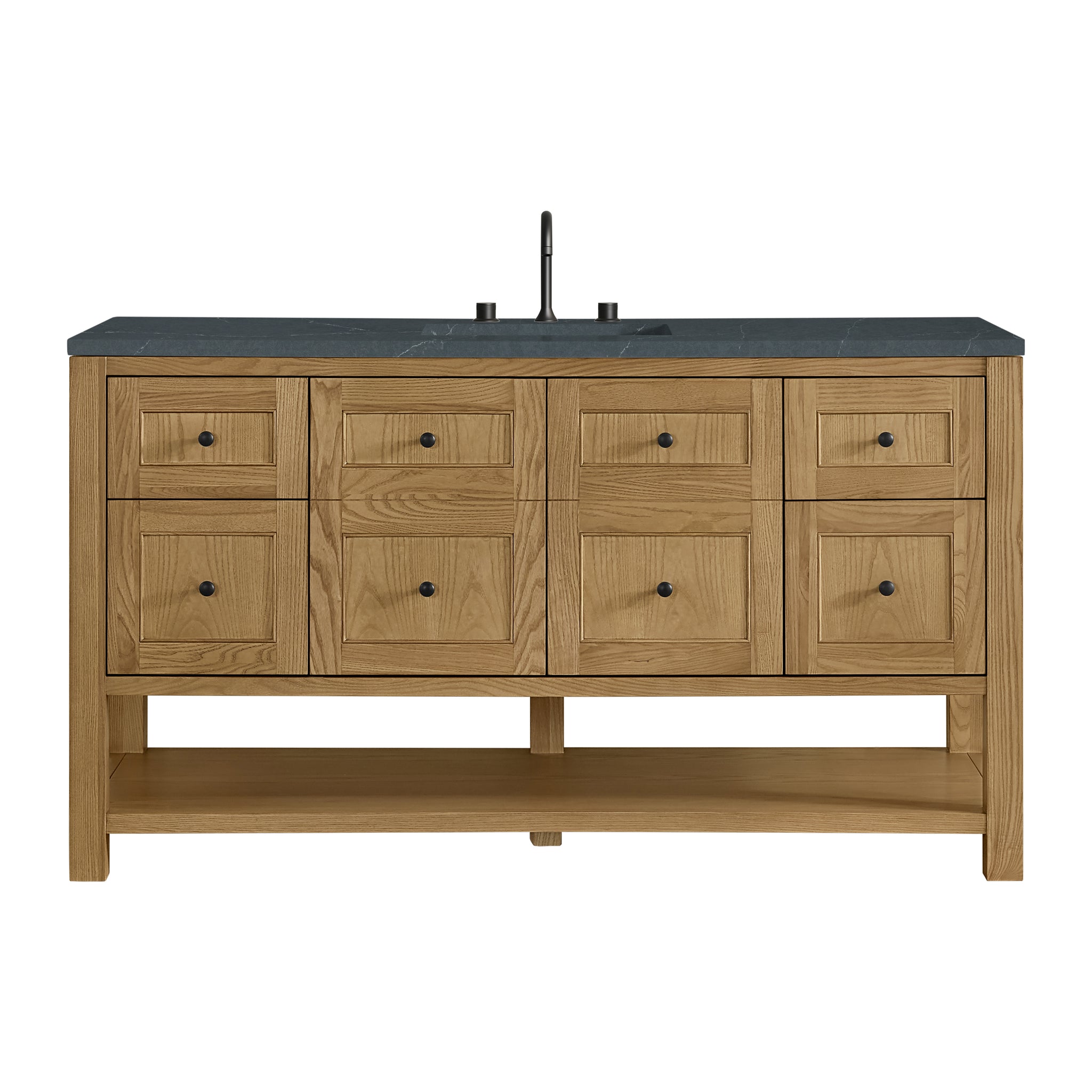 James Martin Breckenridge 60" Single Bathroom Vanity, Light Natural Oak with Charcoal Soapstone countertop