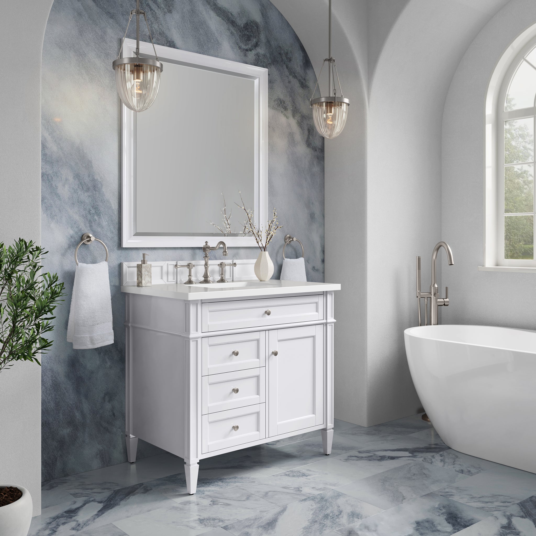 James Martin Brittany 36" Single Bathroom Vanity, Bright White, view 21