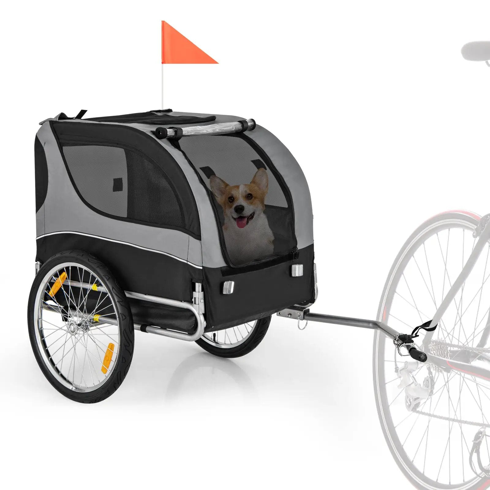 Dog Bike Trailer Foldable Pet Cart with 3 Entrances for Travel by DirectDeals