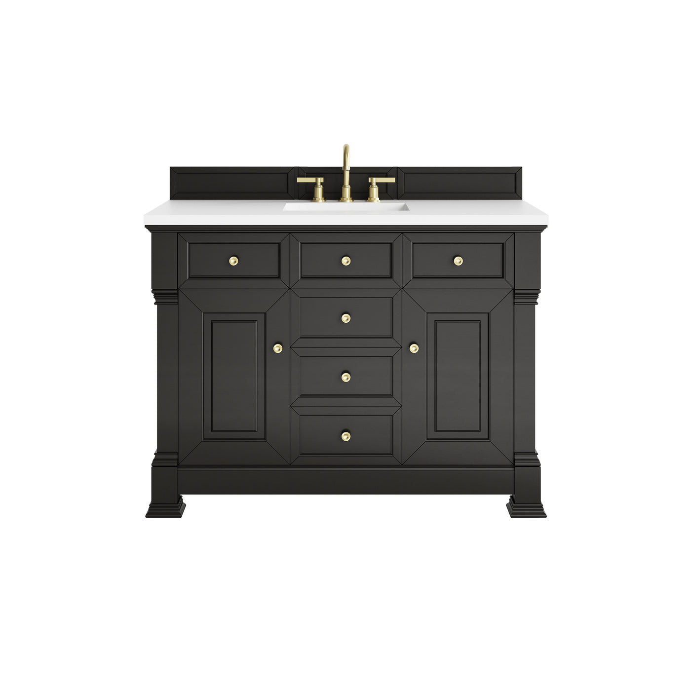 James Martin Brookfield 48" Single Bathroom Vanity, Black Onyx with White Zeus countertop