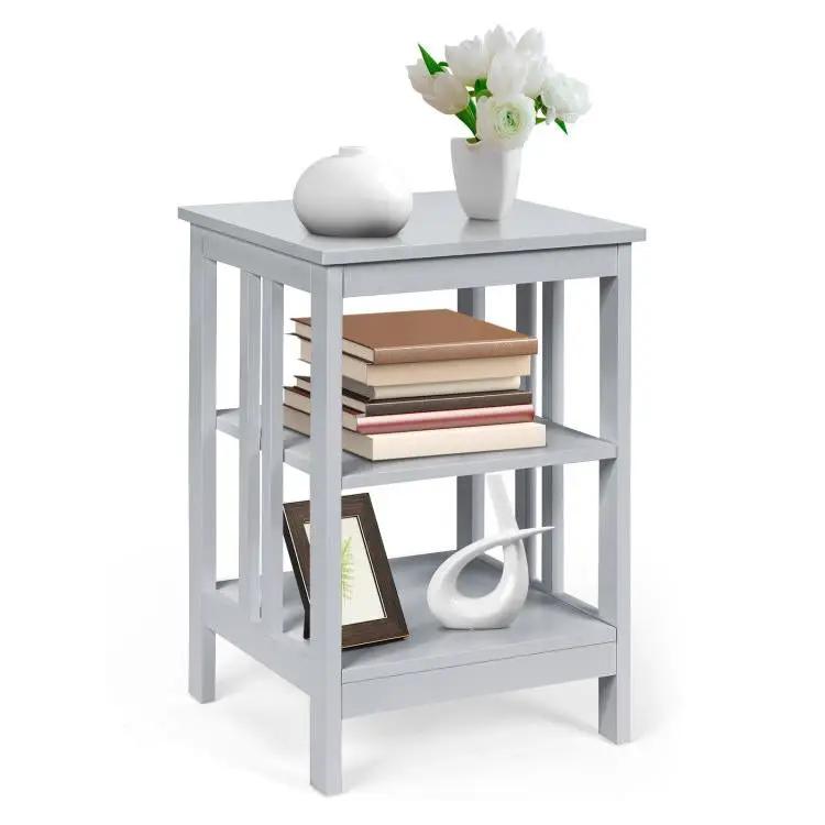 3-Tier Nightstand Sofa Side Table with Baffles and Round Corners, photo 11 of 32