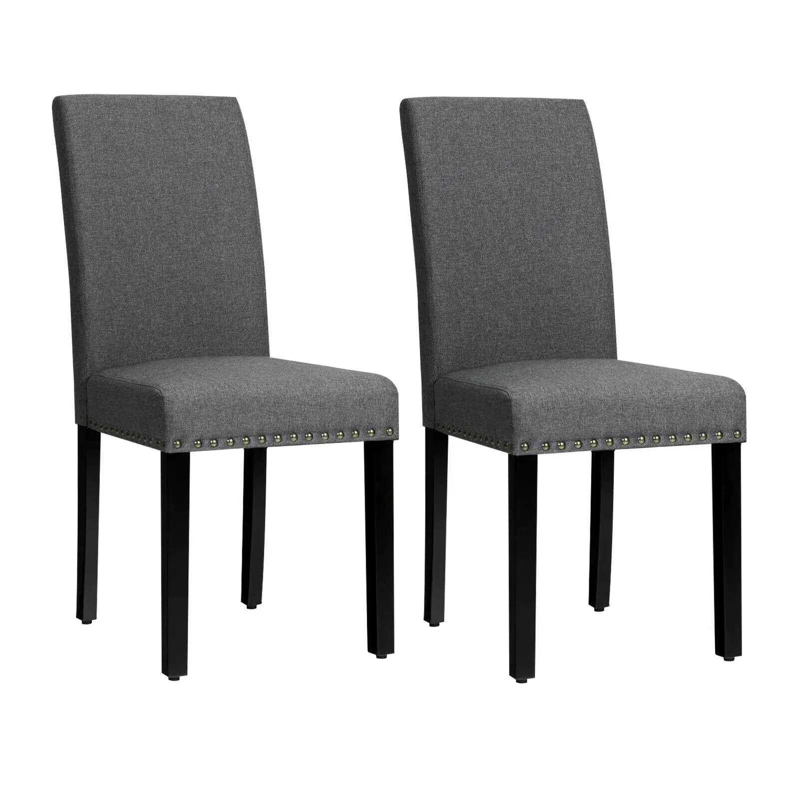 Set of 2 Fabric Upholstered Dining Chairs with Nailhead by DirectDeals