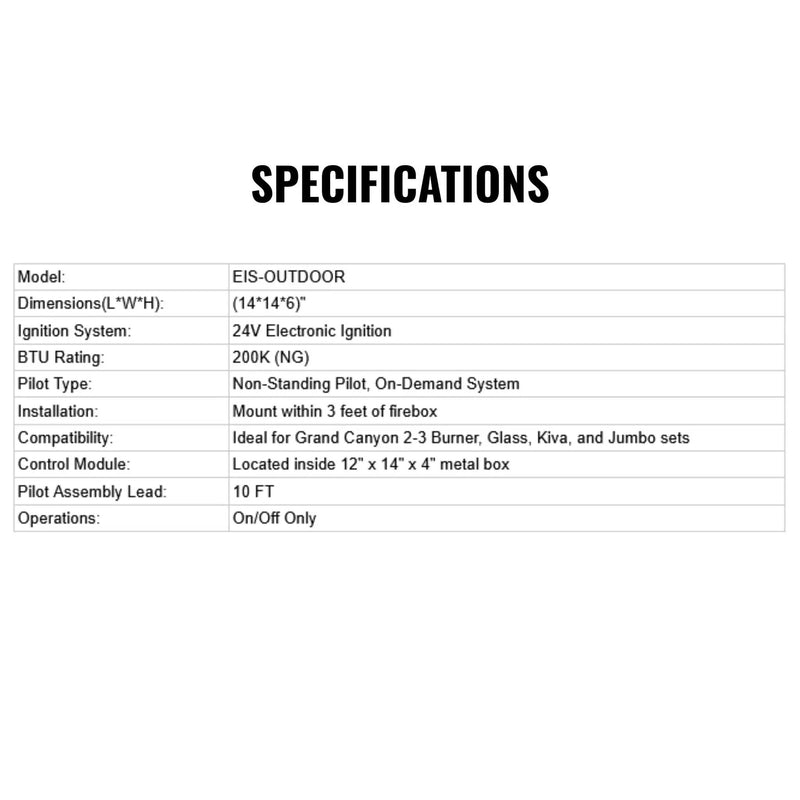Grand Canyon NG 200K BTU Electronic Outdoor Ignition System Box With Valve [EIS-OUTDOOR] (SAK49286) by SAKSBY WHOLESALE