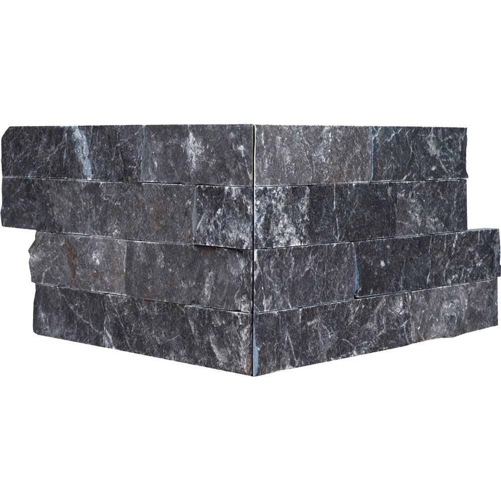 Graphite Black Rock Face Corner Marble Ledger Panel 6x12 Marble Rock Face 6x12 Ledger Panel