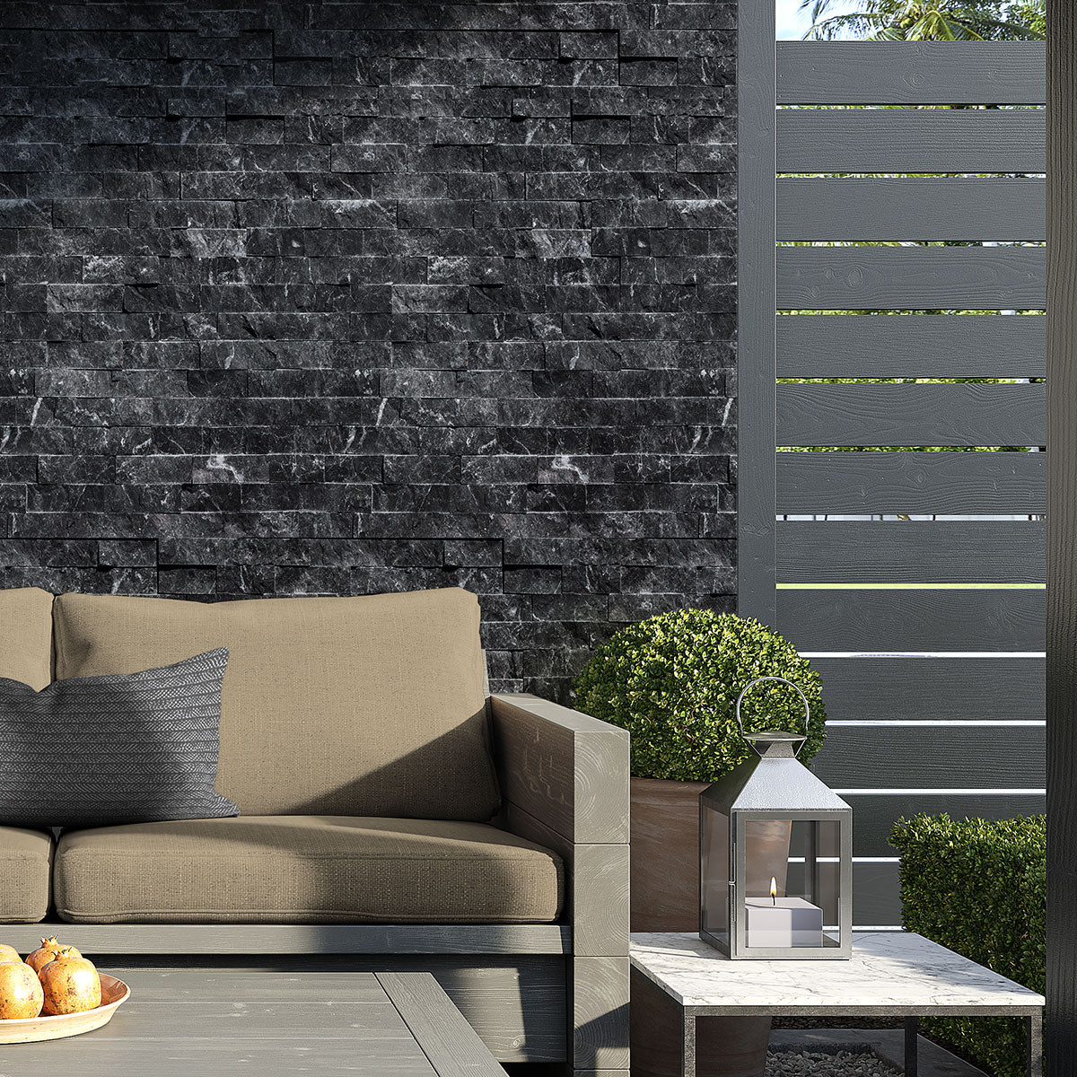 Graphite Black Rock Face Marble Ledger Panel 6x24 Marble Rock Face 6x24 Ledger Panel — 2
