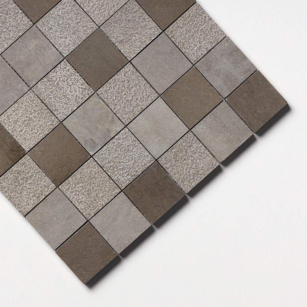 Gray Fousanna Textured 2x2 Limestone Mosaics 12x12 Limestone Textured 12x12 Mosaics — 3