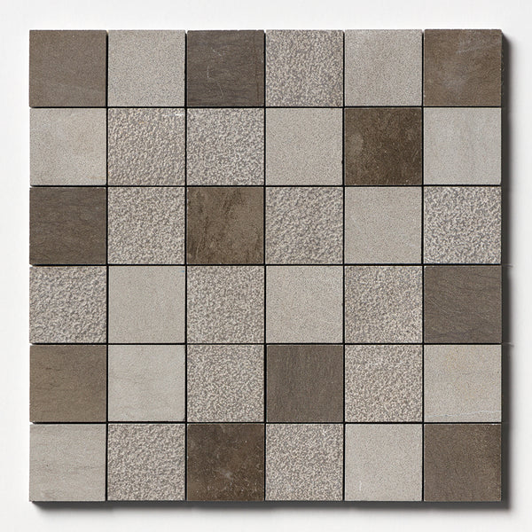 Gray Fousanna Textured 2x2 Limestone Mosaics 12x12