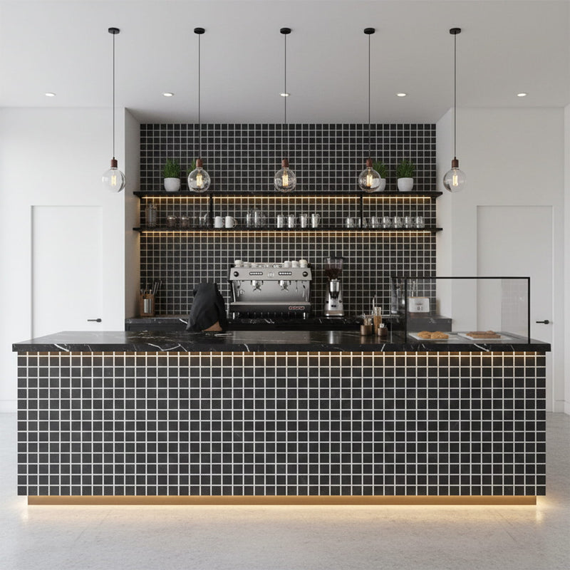Gray Stone Gloss 1x1 Marble Look Porcelain Mosaics 12x12 Porcelain Gloss 12x12 Mosaics — 2