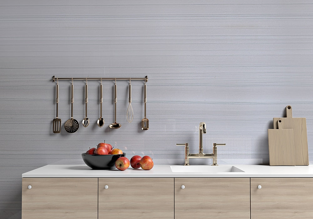 Gray Venneer Polished Quartzite Slab Random room scene 2