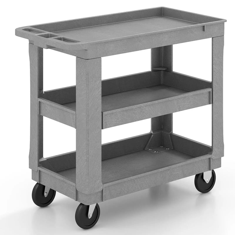 3-Tier Utility Cart with 550 LBS Max Load and Adjustable Middle Shelf-Gray by DirectDeals