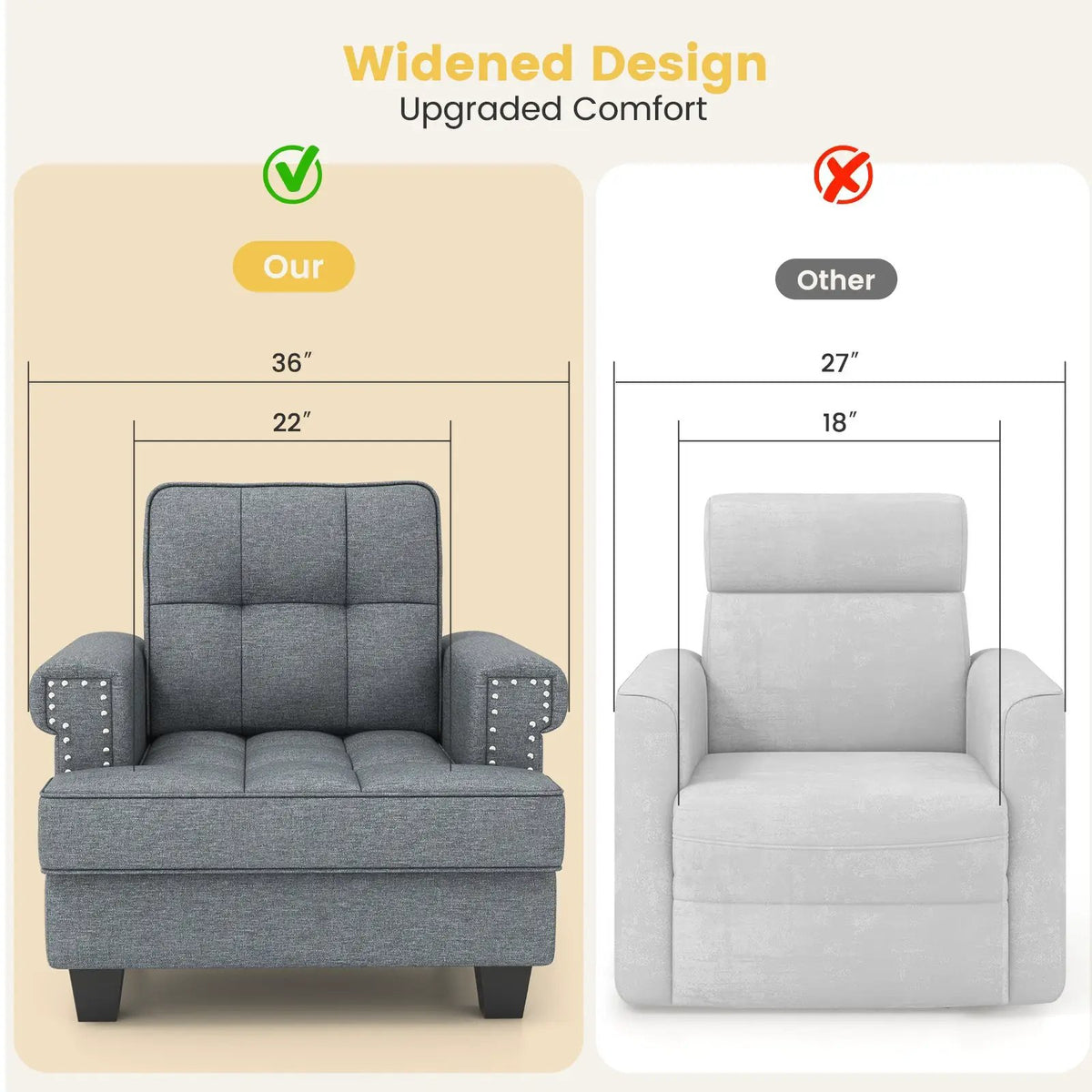 Mid-century Modern Accent Armchair Tufted Linen Club Chair, photo 14 of 16