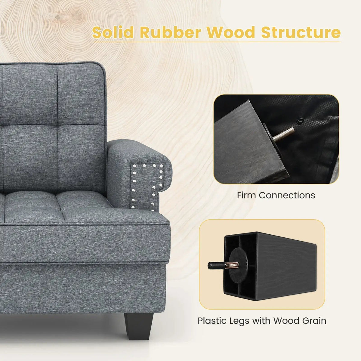 Mid-century Modern Accent Armchair Tufted Linen Club Chair, photo 12 of 16