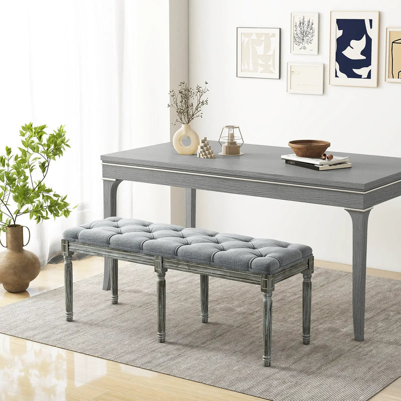 French Vintage Entryway Bench 47 Inch Upholstered Dining Bench by DirectDeals
