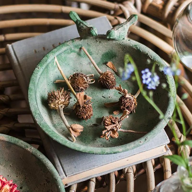 Green Iron Tray Bird Decorative Tray by RusticReach