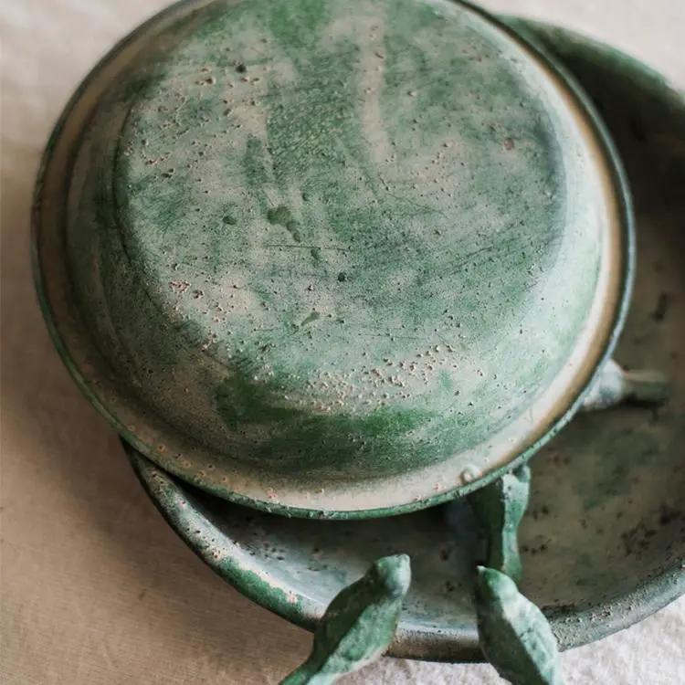 Green Iron Tray Bird Decorative Tray by RusticReach
