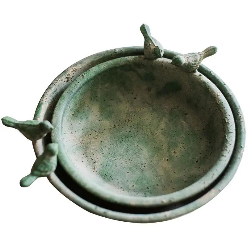 Green Iron Tray Bird Decorative Tray by RusticReach