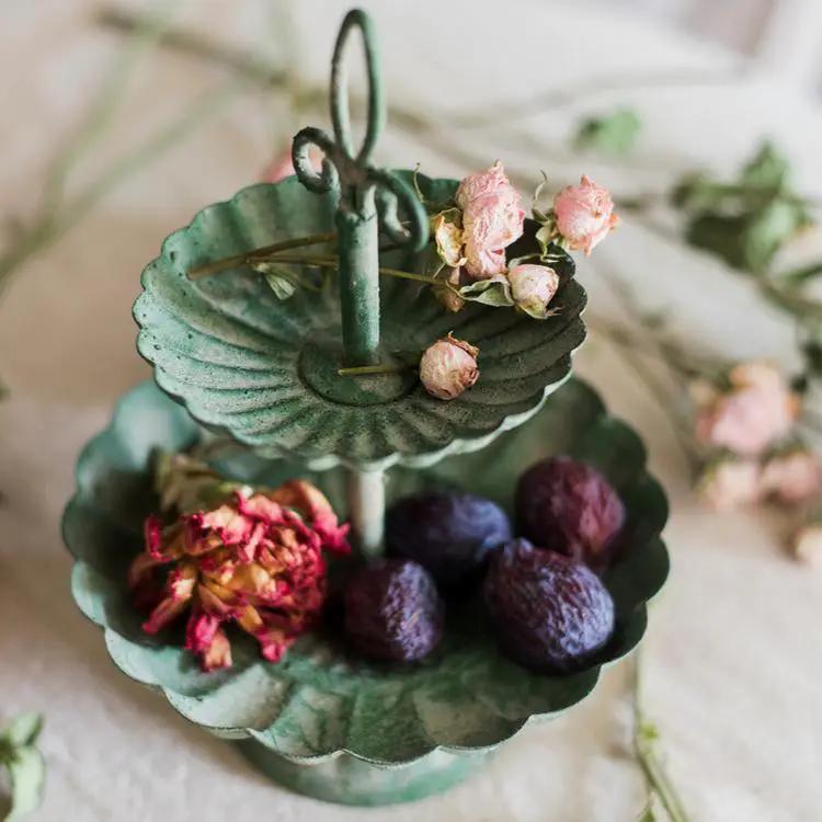 Green Iron Two Tier Small Decorative Tray by RusticReach