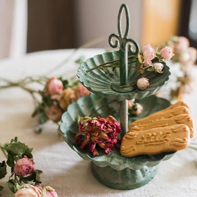Green Iron Two Tier Small Decorative Tray by RusticReach