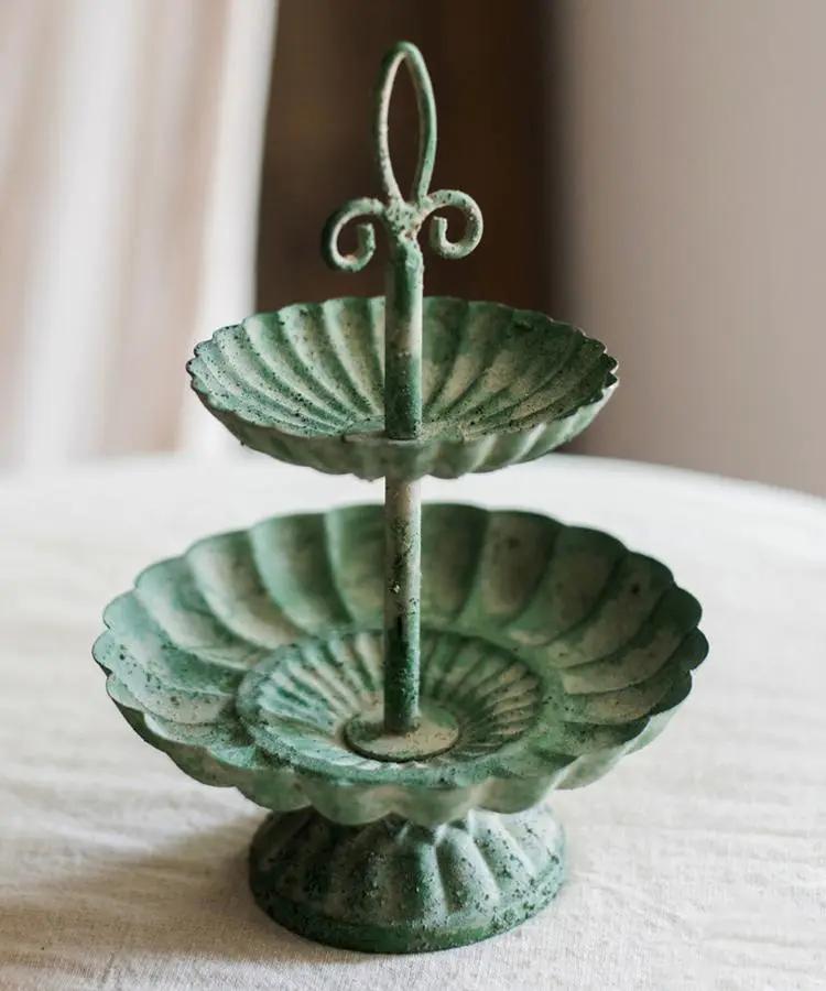 Green Iron Two Tier Small Decorative Tray by RusticReach