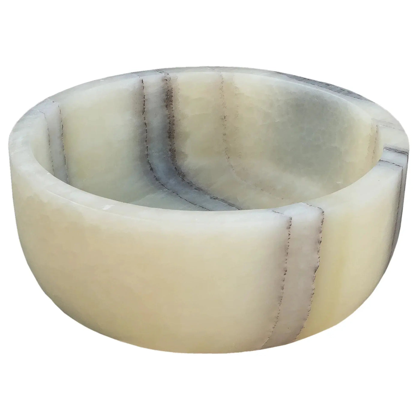 Green Translucent Onyx Handcrafted Turkish Natural Stone Bathroom Vanity Vessel Sink by GobekDesign