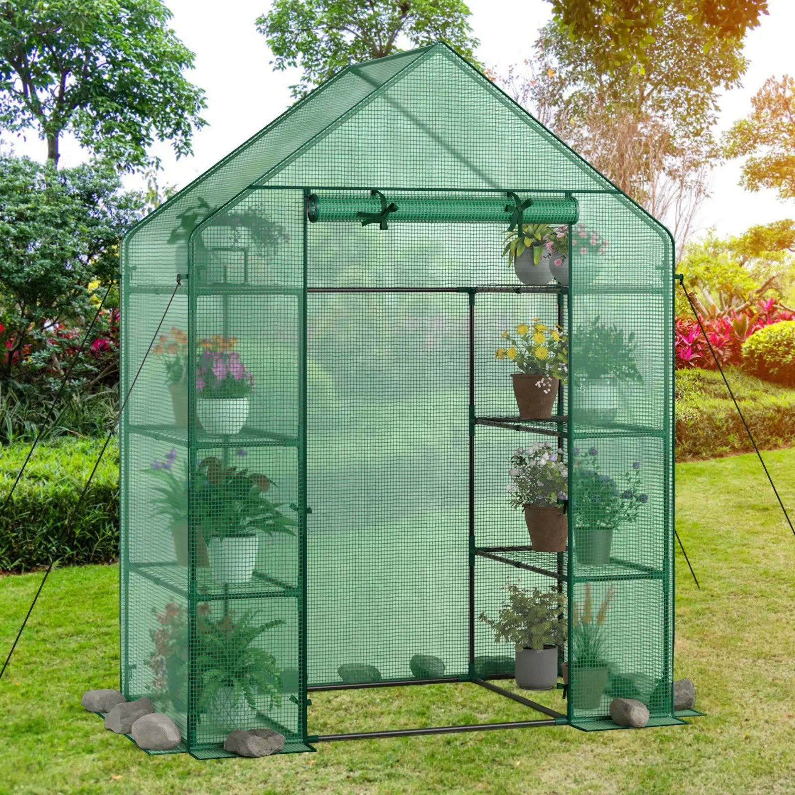 Portable 4 Tier Walk-in Plant Greenhouse with 8 Shelves by DirectDeals