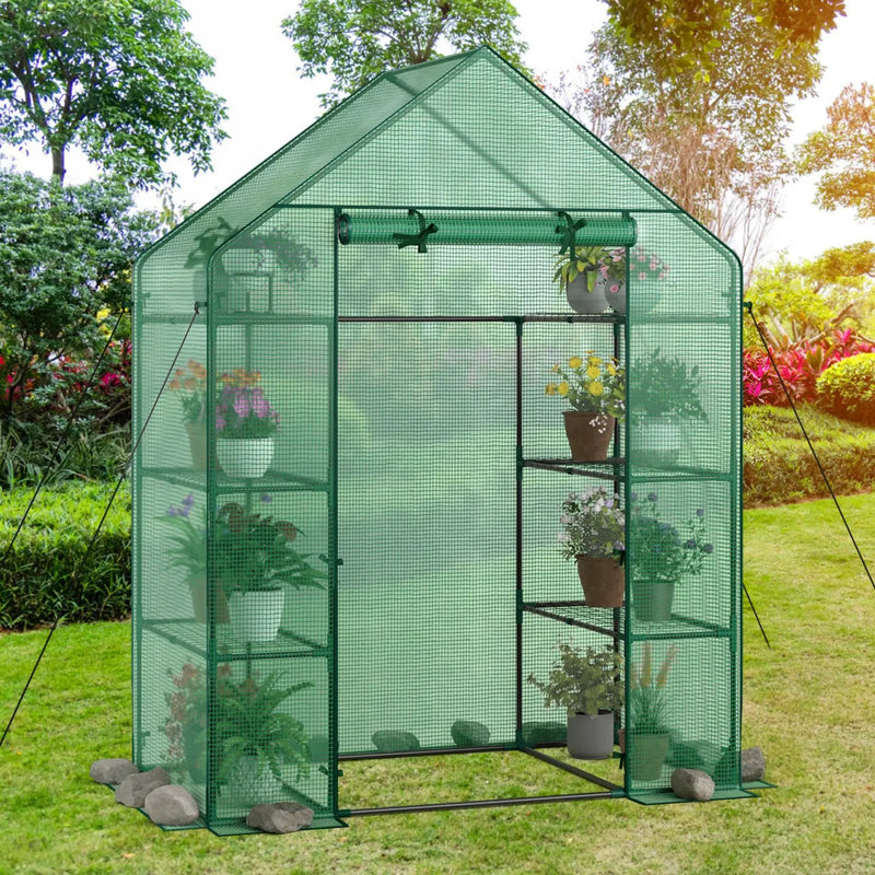 Portable 4 Tier Walk-in Plant Greenhouse with 8 Shelves by DirectDeals
