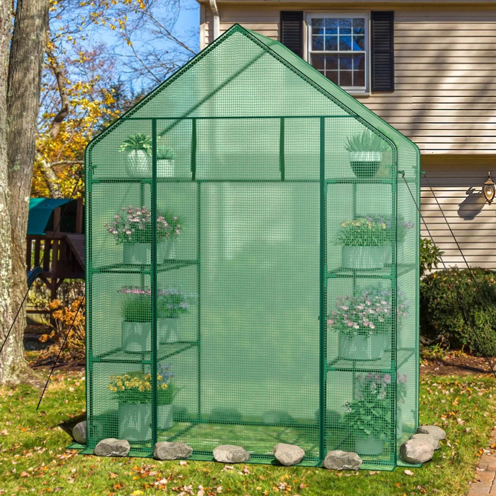 Portable 4 Tier Walk-in Plant Greenhouse with 8 Shelves by DirectDeals