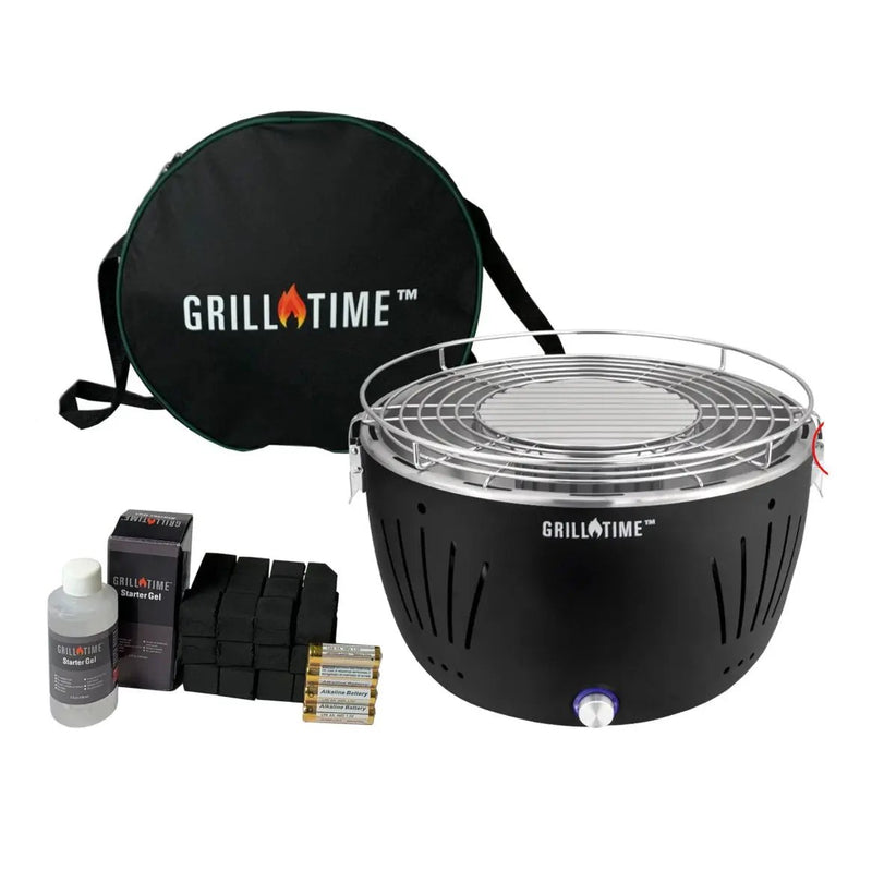 Grill Time Tailgater GTX Portable Charcoal Grill with Glass Hood Perfect for Camping Accessories by Outdoor Solar Outlet
