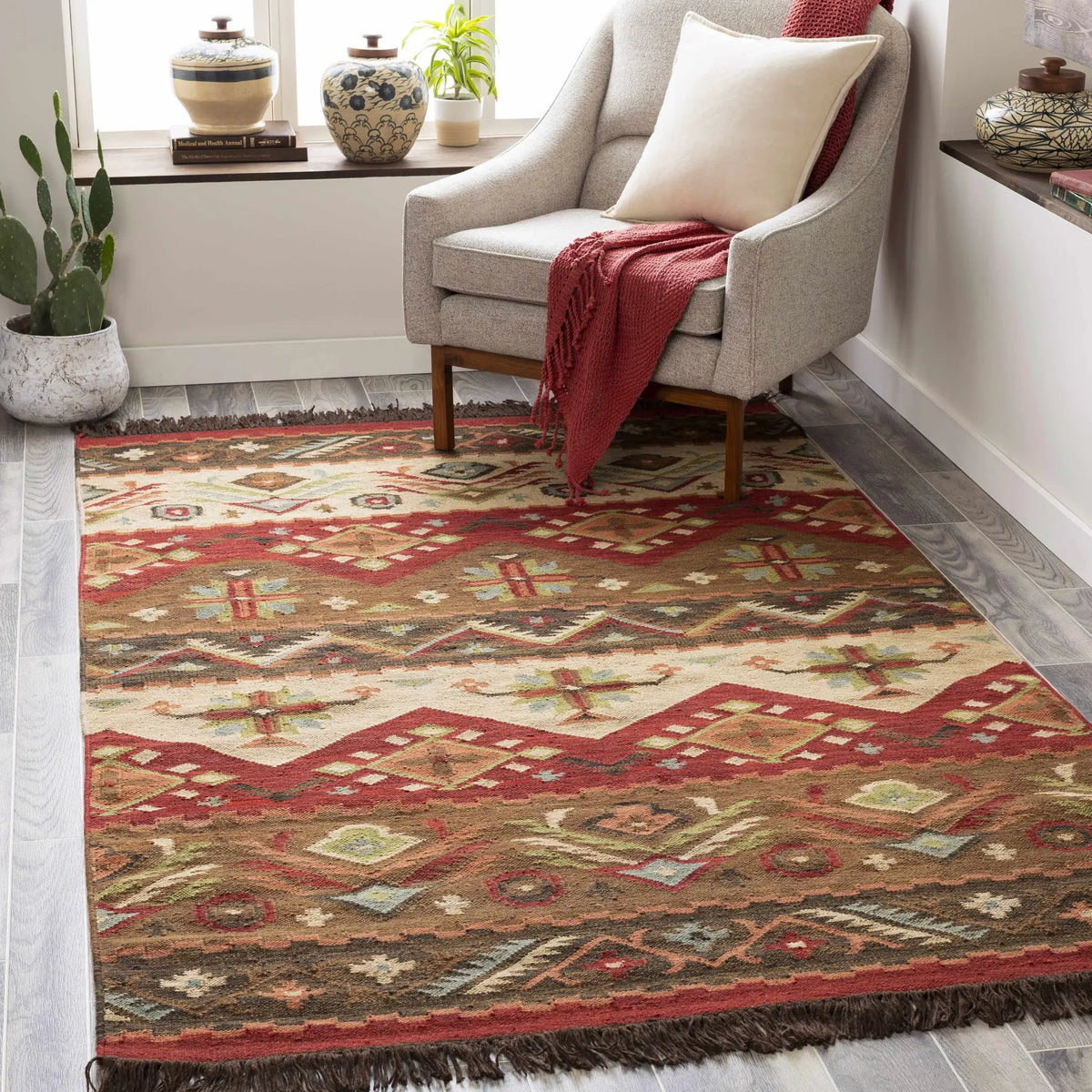 Grimsby Wool Area Rug, installed in a room