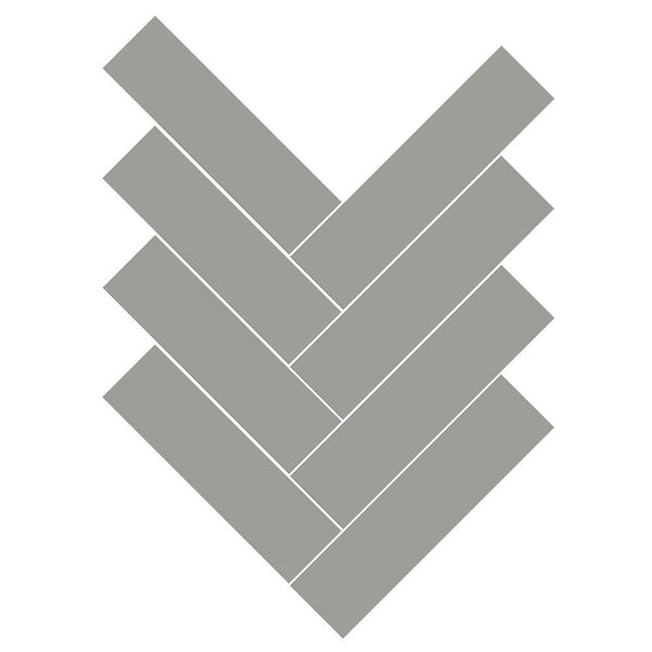 Gris Fonce Matte Herringbone Ceramic Mosaics 10x13