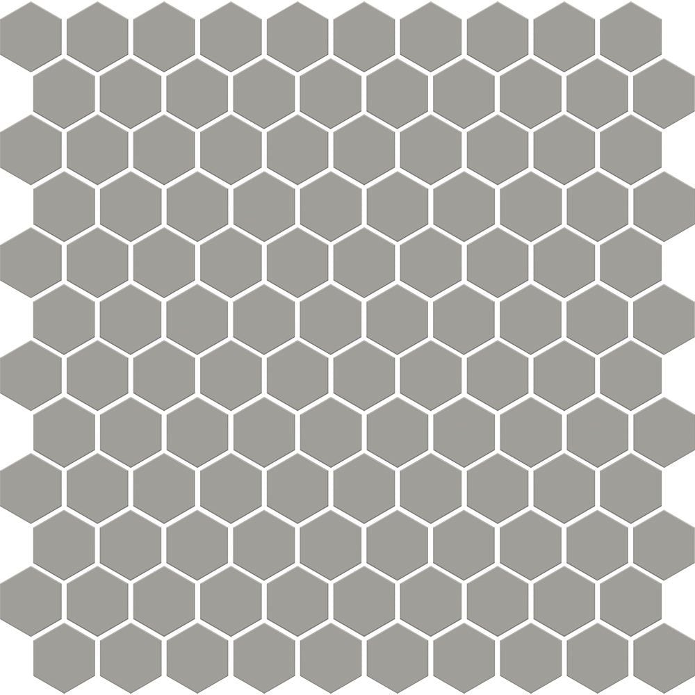 Gris Fonce Matte Hexagon Ceramic Mosaics 12x12 Ceramic Matte 12x12 Mosaics