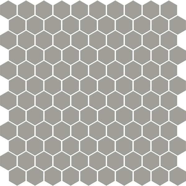Gris Fonce Matte Hexagon Ceramic Mosaics 12x12