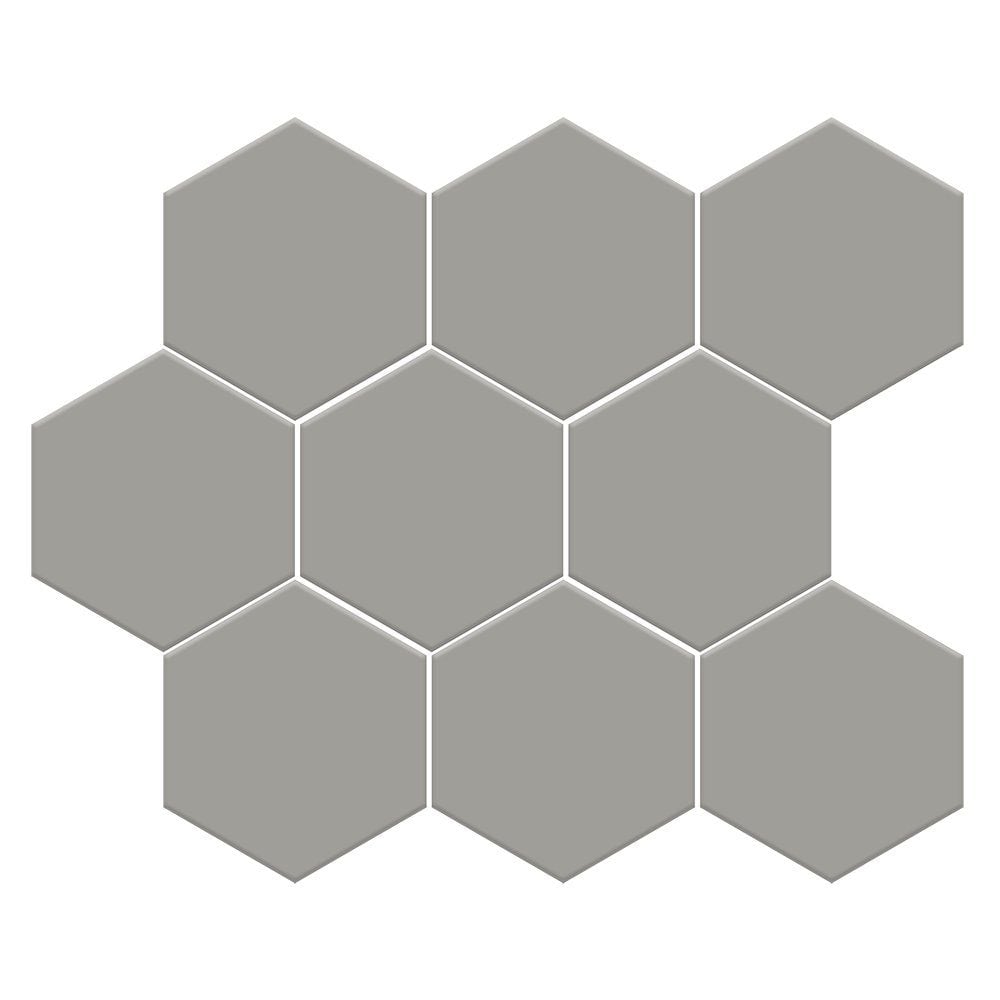 Gris Fonce Matte Midi Hexagon Ceramic Mosaics 8x10 Ceramic Matte 8x16 Mosaics