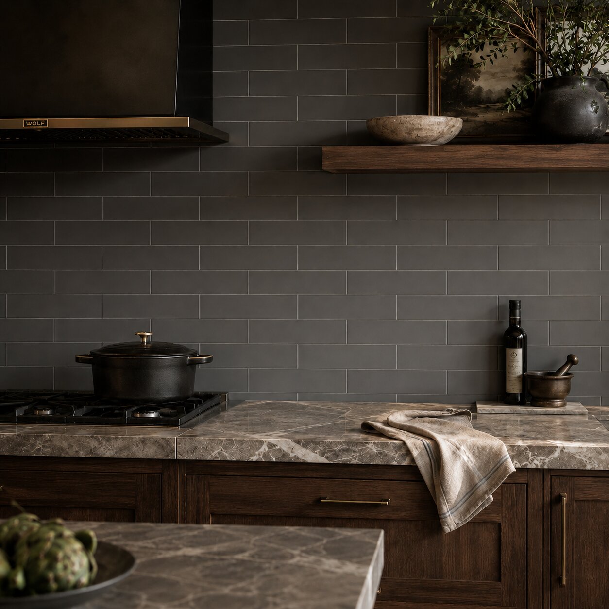 Gris Fonce Matte Subway Ceramic Tiles 4x12 Ceramic Matte 4x12 Tiles — 2