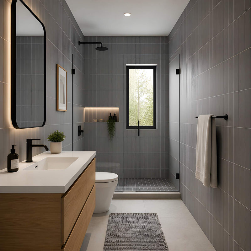 Gris Fonce Matte Subway Ceramic Tiles 4x12 Ceramic Matte 4x12 Tiles — 3