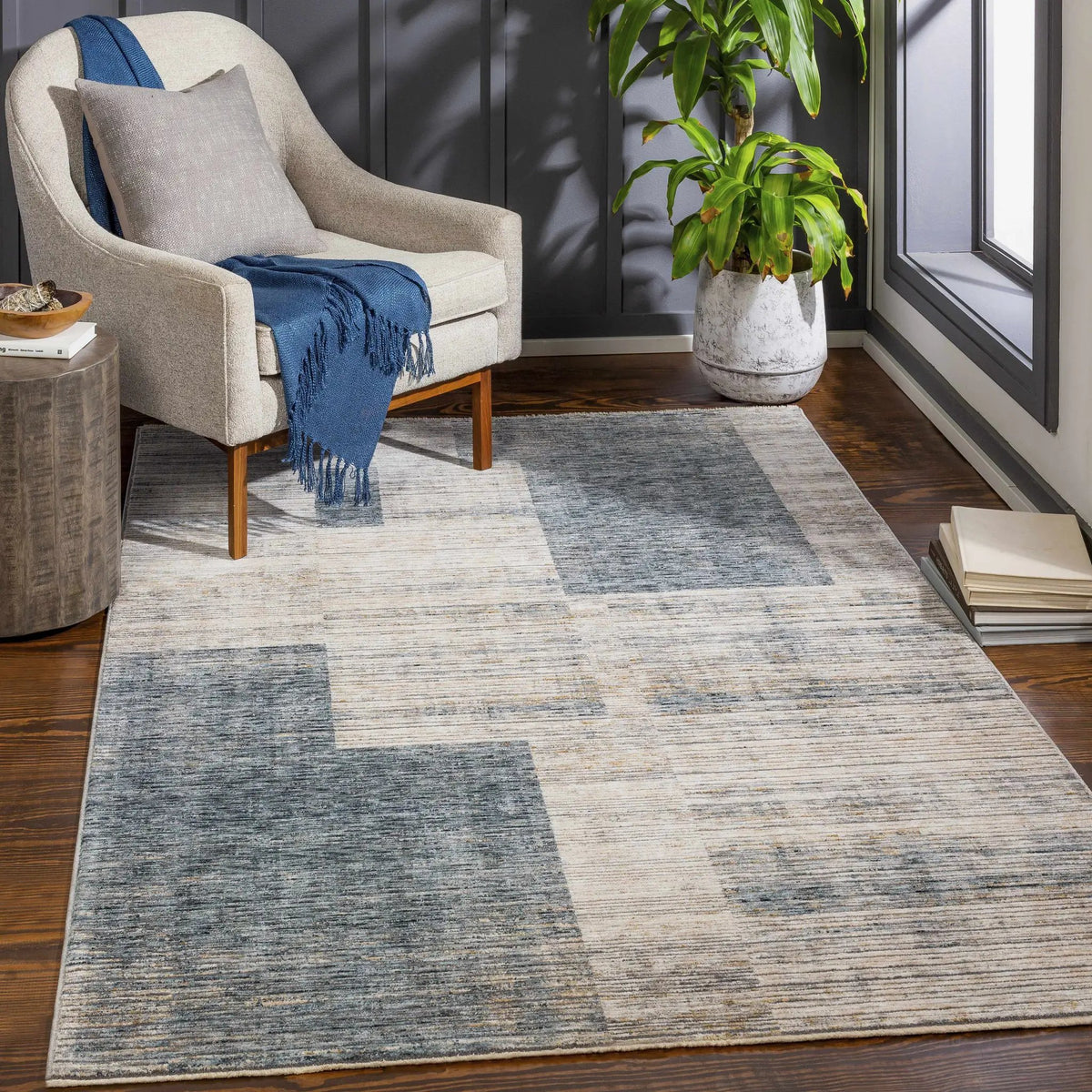 Grapeview Luxe Fringe Rug - Clearance, installed in a room