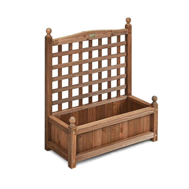 Wood Planter Box with Trellis Weather-resistant Outdoor by DirectDeals