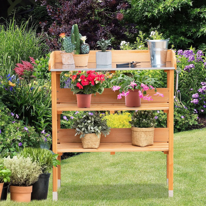 Garden Wooden Potting Bench Work Station with Hook by DirectDeals